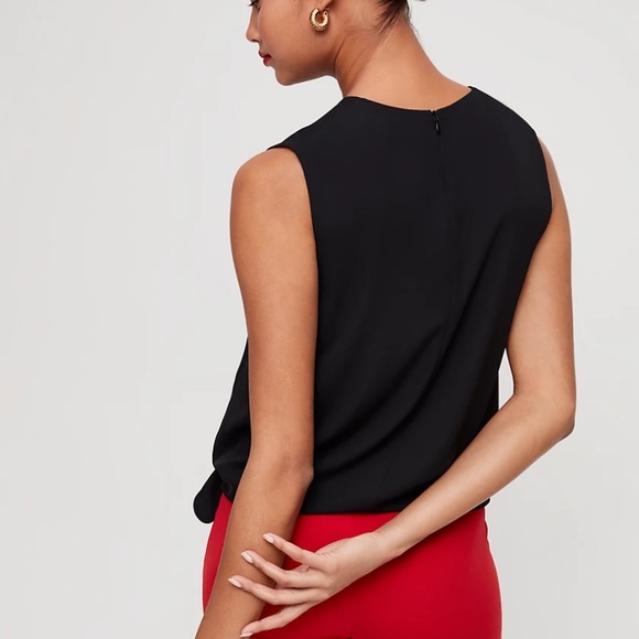 Babaton Hopkins Blouse - black sleeveless blouse with side tie detail - Picture 2 of 9